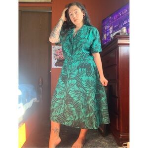 VTG 1980s J.B. Too plant-print dress